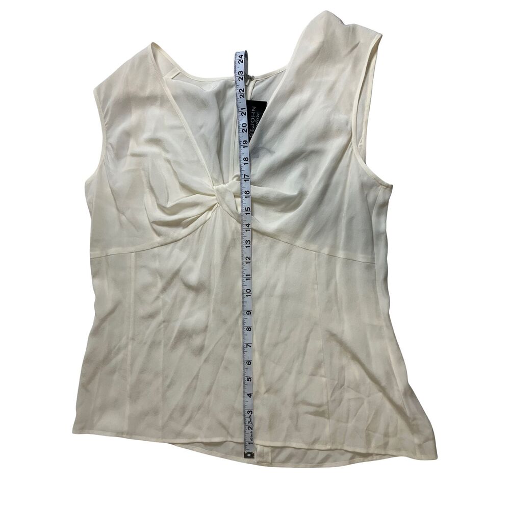 St. John Couture Ivory Silk Draped Twist Front Sleeveless Top Size 14 - Picture 4 of 10